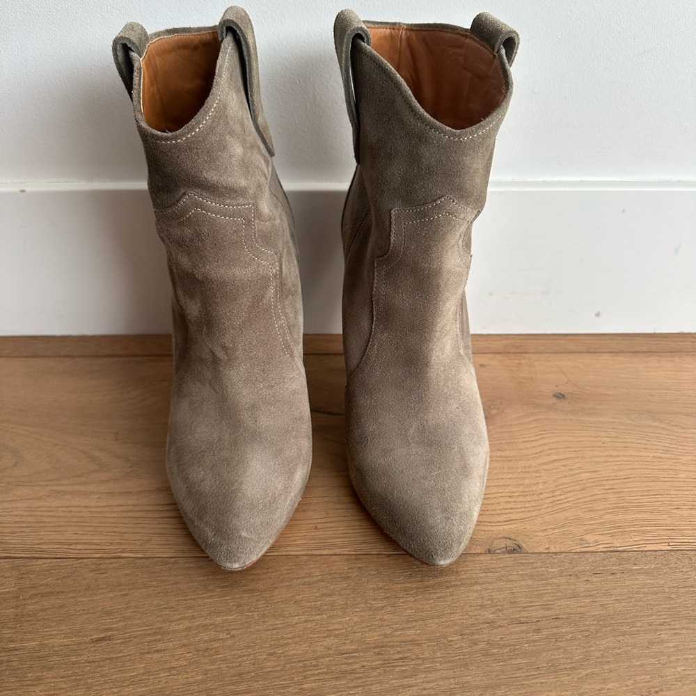 Isabel Marant Taupe Western Suede Ankle Boots